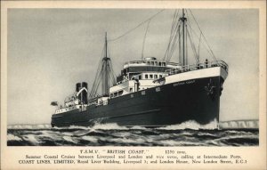 Steamer Steamship Ocean Liner T.S.M.V. British Coast Vintage Postcard