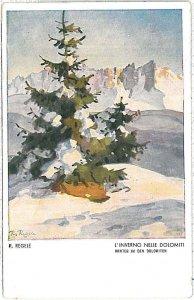 34440 vintage postcard BELLUNO province - ILLUSTRATED: Winter in the Dolomites-
