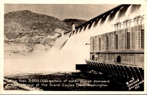 Real Photo Postcard 3,000,000 Gallons of Water at Coulee Dam, Washington