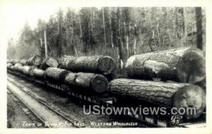 Real Photo - Train of Douglas Fir Logs - Western Washington s, Washington WA  