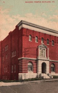 Vintage Postcard Masonic Temple Building Historic Landmark Rutland Vermont VT