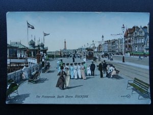 Lancashire BLACKPOOL South Shore Promenade ROW OF WOMEN ON PROM c1910 Postcard