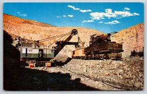 Utah~Bingham Copper Mine~Marion Heavy Machinery~Transport Train~1950s Postcard