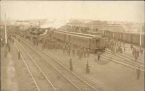 Westerly Rhode Island RI RR Trains & Crowd Station? Depot? Real Photo Postcard