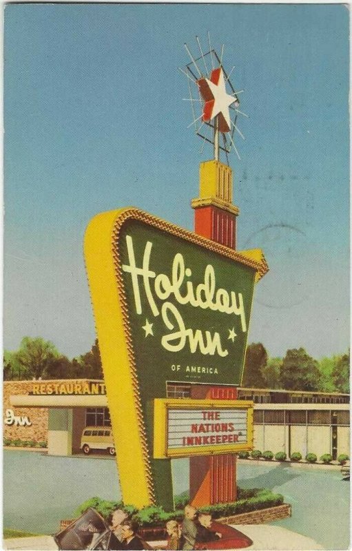 1968 postcard, Holiday Inn sign, Bossier city, Louisiana