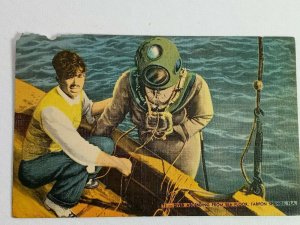 Vintage Postcard Diver Ascending from Sea Floor Tarpon Springs FL Florida