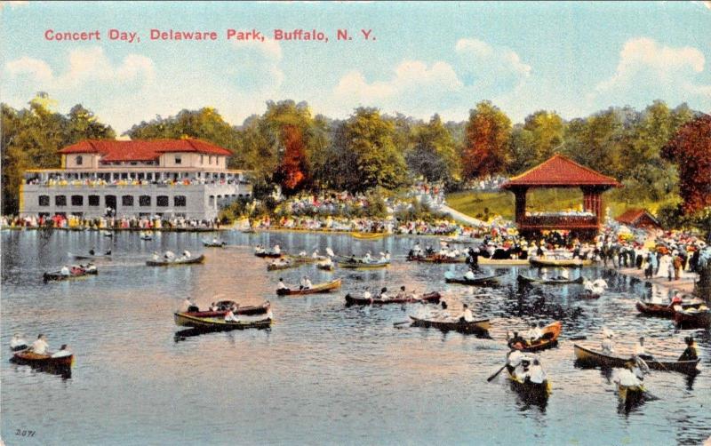 BUFFALO NEW YORK~CONCERT DAY-DELAWARE PARK POSTCARD 1910s