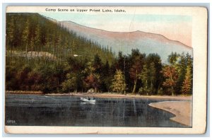 1934 Boating at Camp Scene on Upper Priest Lake Idaho IDGreetings from  Postcard