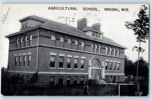 Wausau Wisconsin Postcard Agricultural School Building Exterior View 1908 Posted