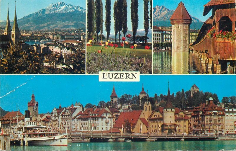 Postcard Switzerland Luzern multi view castle