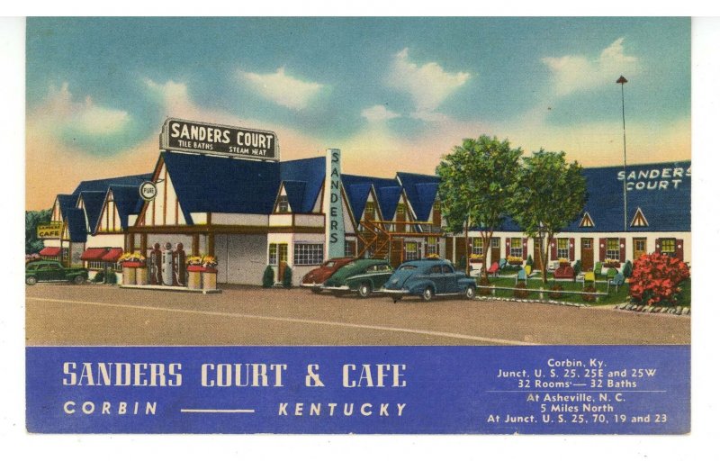 KY - Corbin. Sanders Court, Café & Gas Station ca 1950 ***RARE*** See Detail