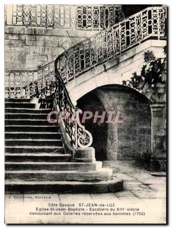 Old Postcard Cote Basque St Jean de Luz Church of St. John Baptist of the 12t...