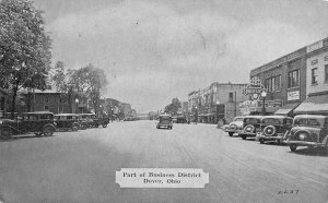 J82/ Dover Ohio Postcard c1937 Part of Business Section Stores  98