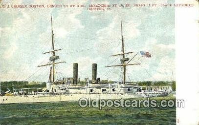 US Cruiser Boston, Chester, PA Military Battleship Unused crease left top cor...