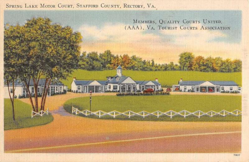 Rectory Virginia Spring Lake Motor Court Linen Antique Postcard K15604