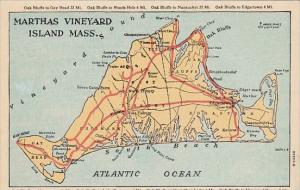 Map Of Marthas Vineyard Island Massachusetts Curteich