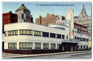 c1940's Greyhound Bus Terminal Exterior Roadside Cincinnati Ohio OH Postcard