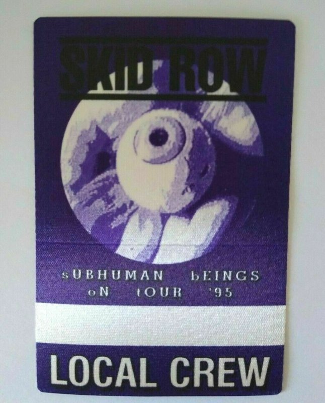 Skid Row Backstage Pass Original 1995 Subhuman Being Tour Hard Rock Music Purple 