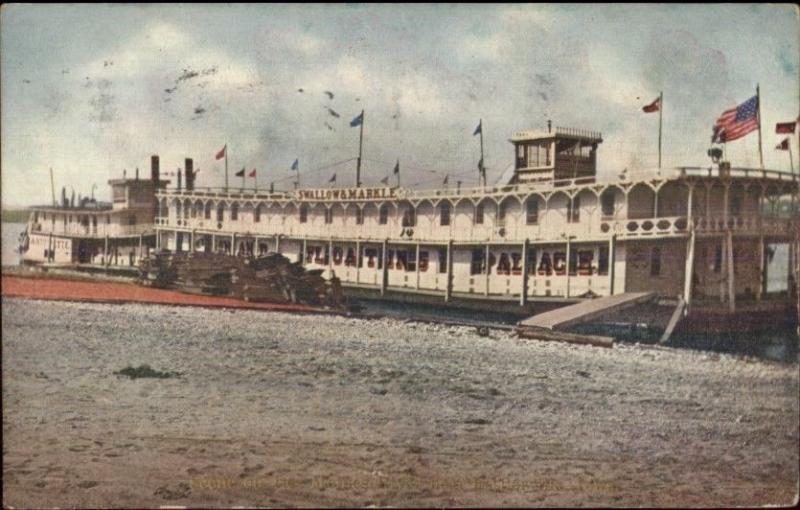 Floating Palace Ship Swallow & Markle Near Estherville IA c1910 Postcard