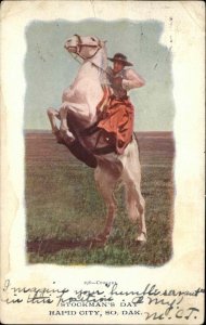 Rapid City South Dakota SD Stockman's Day Cowgirl Bucking Horse c1910 PC