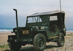 Willys Jeep Third US American Army Tank Omaha Beach Postcard