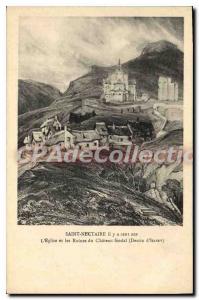 Postcard Old Saint Nectaire Church And Ruins Du Chateau Feodal