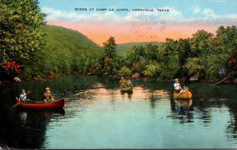 Texas Kerrville Canoeing Scene At Camp La Junta 1946
