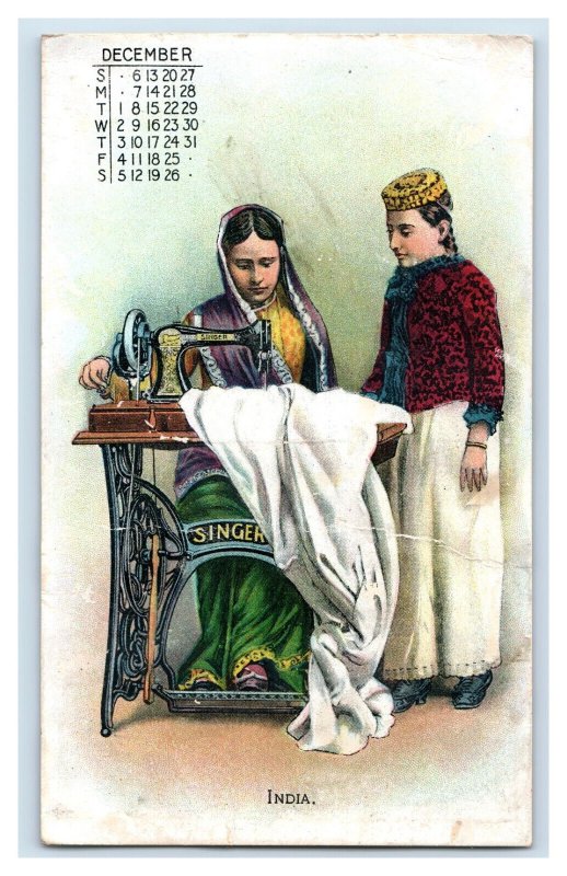1900s Singer Sewing Machine Calendar December India P210