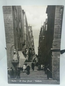 Vintage RP Postcard St Lucy Street Valletta Malta