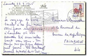 Old Postcard Lourdes Basilica ILLUMINEE and torchlight procession