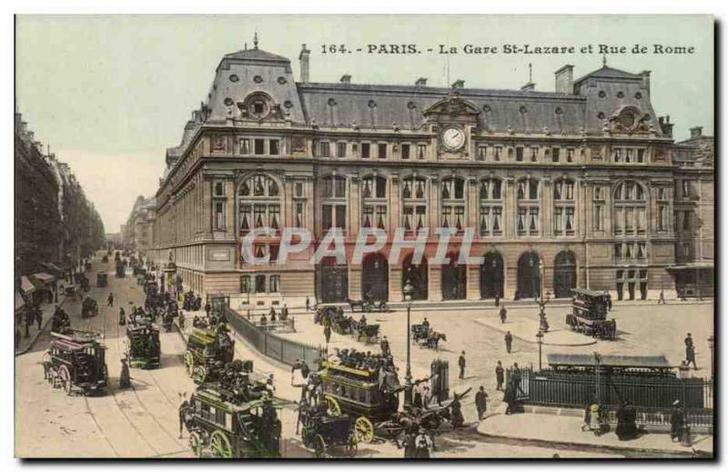 Paris Old Postcard The Saint Lazare and Rue de Rome