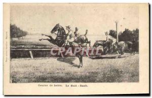 Old Postcard Equestrian Riding Hurdling Bull