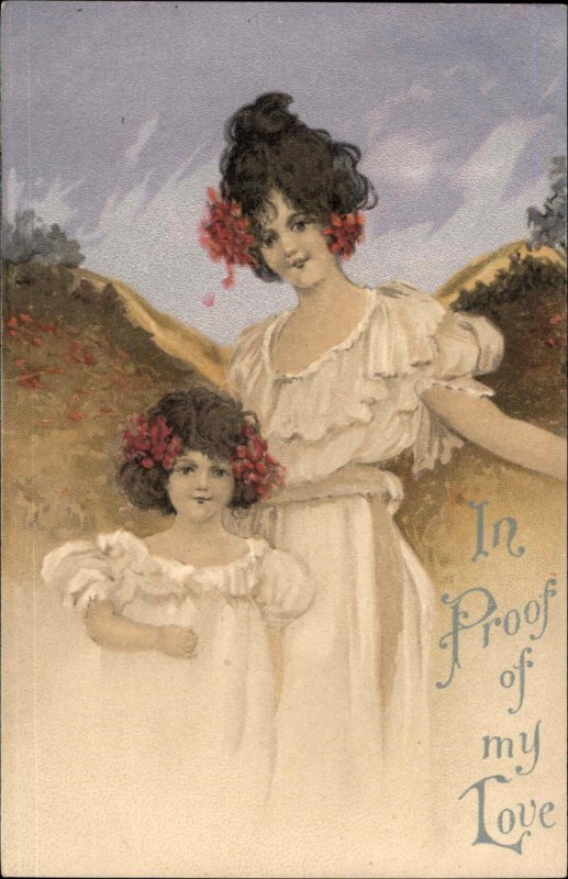 Proof of My Love Beautiful Woman & Girl Flowers in Hair Valentine? Postcard