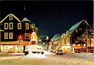 2~4X6 Postcards Braunlage, Germany STREET SCENE Squirrel Fountain DAY & NIGHT