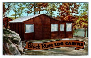 Advertising BLACK RIVER LOG CABINS Pre Cut Red Cedar Cabin Kits  c1970s Postcard