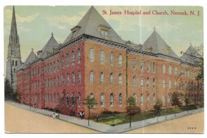 St. James Hospital and Church, Newark, New Jersey Unmailed Divided Back Postcard