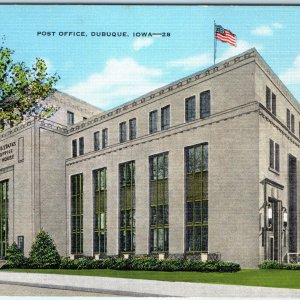 c1940s Dubuque, IA Post Office Court Building Linen PC Art Deco ArchitectureA290