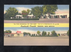 DEMING NEW MEXICO RUEBUSH COURTS MOTEL LINEN ADVERTISING POSTCARD NM