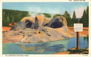 Vintage Postcard Grotto Geyser Yellowstone National Park Upper Basin North