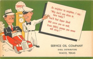 Postcard 1930s Texas Waco Shell Oil Gas Station advertising  23-1287