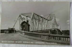 Illinois Iowa Mississippi River Bridge Crossing RPPC PC Guard Station Old Car 