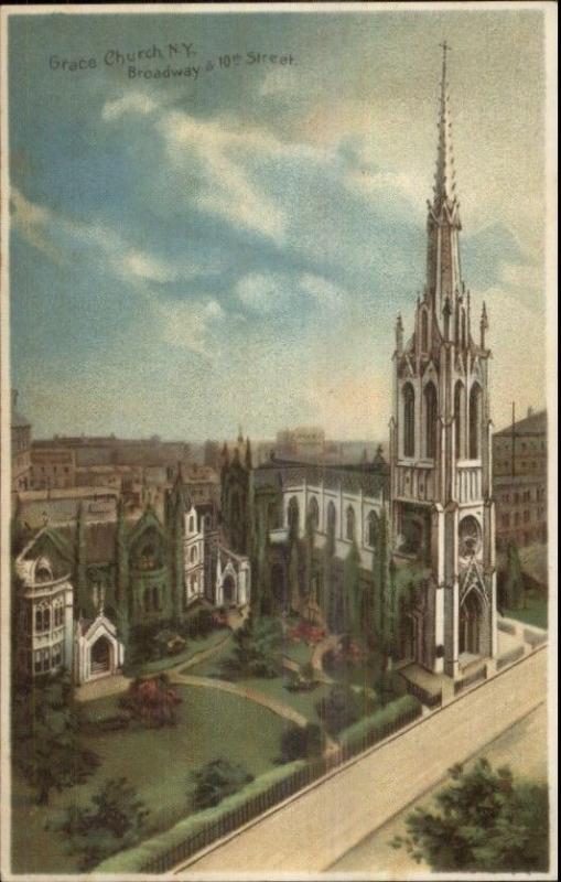 New York City Grace Church Broadway & 10th J. Koehler c1905 Postcard