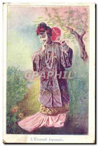 Old Postcard Japanese Fan Fantasy Woman