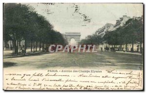 Old Postcard Paris Avenue Des Champs Elysees Arc de Triomphe