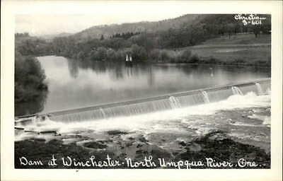 Dam at Winchester North Umpqua River OR Real Photo Postcard