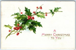 c1910s Merry Christmas Postcard to Miss Jollie Marshall Whitehall, Michigan A282