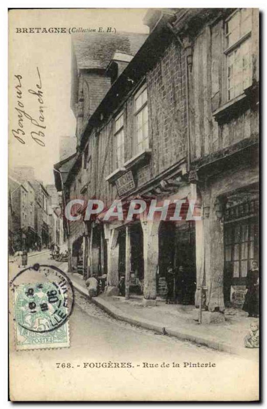 Postcard Fougeres Old Street of Pinterie