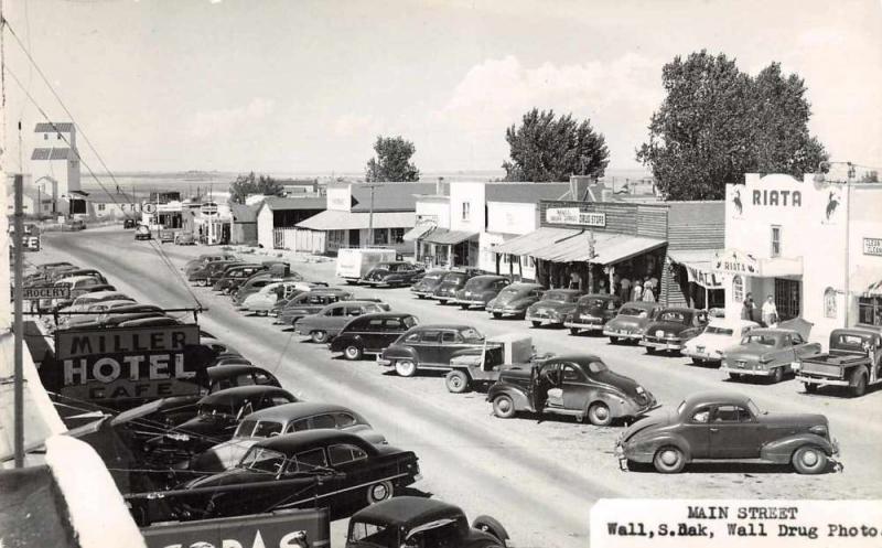 Wall South Dakota Main Street Real Photo Antique Postcard J58993