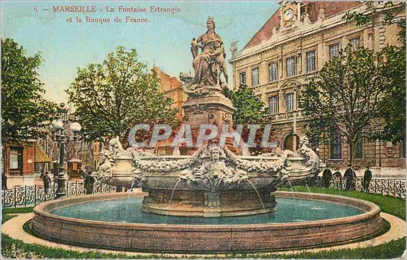 Postcard Old Marseille La Fontaine Estrangin and the Bank of France