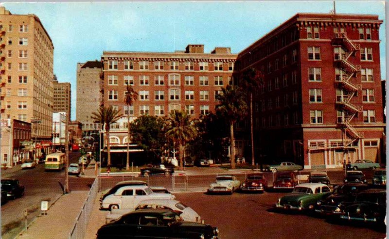 Corpus Christi, Texas - A view of Downtown and Nueces Hotel - in the 1950s